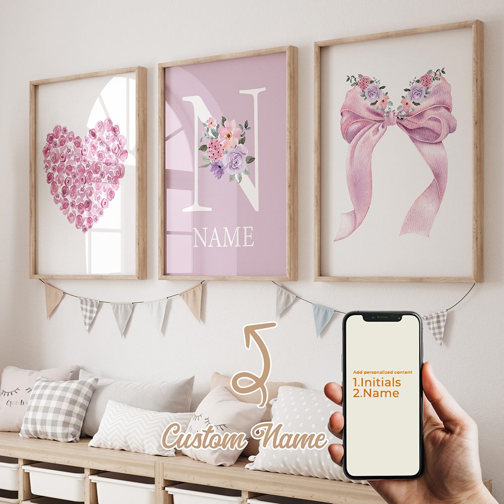 3pcs Lukisan Kanvas Poster Gam - Personalized Name Box ulasan dan harga
