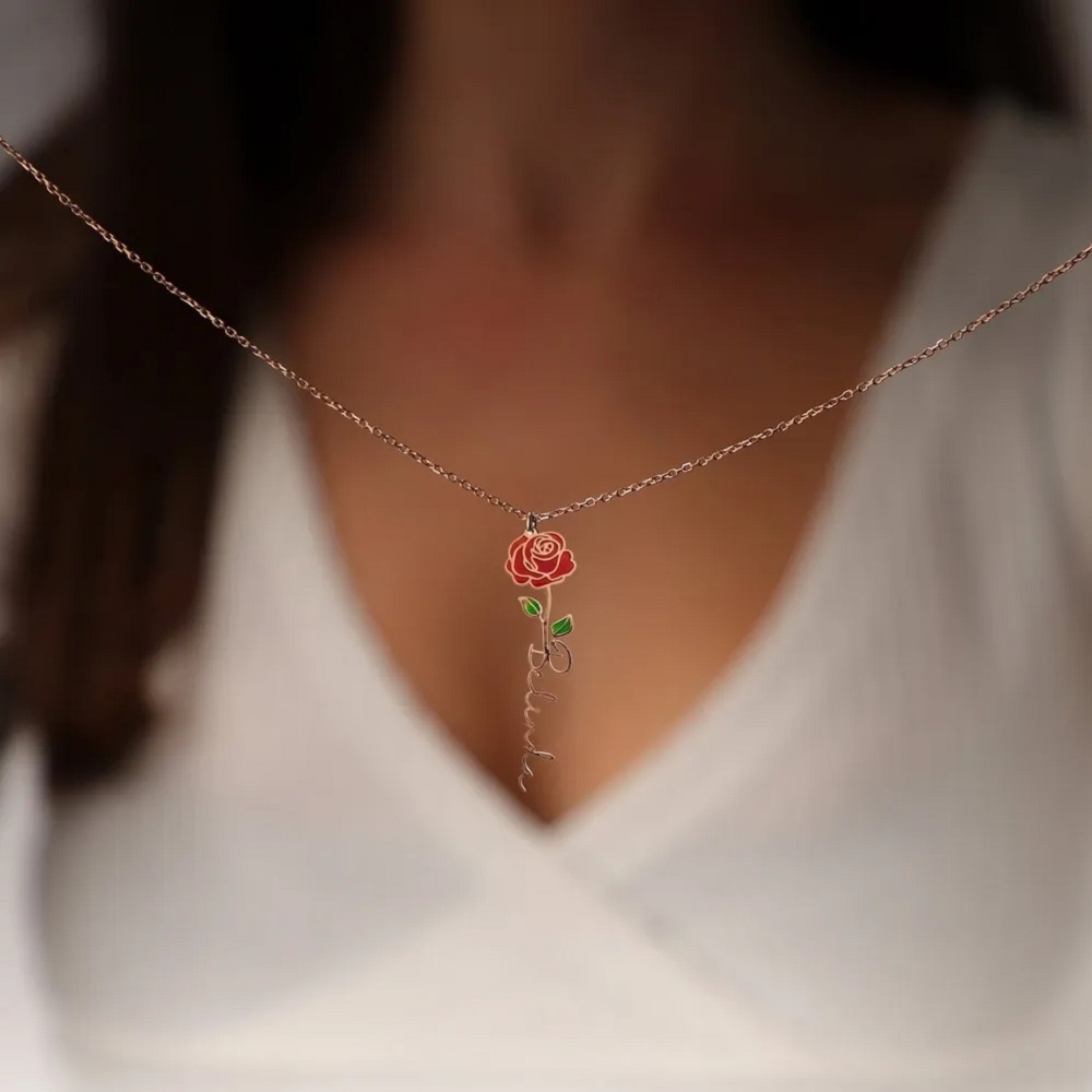 Kalung Nama Yang Dipersonalisa - Birth Flower Necklace ulasan dan harga