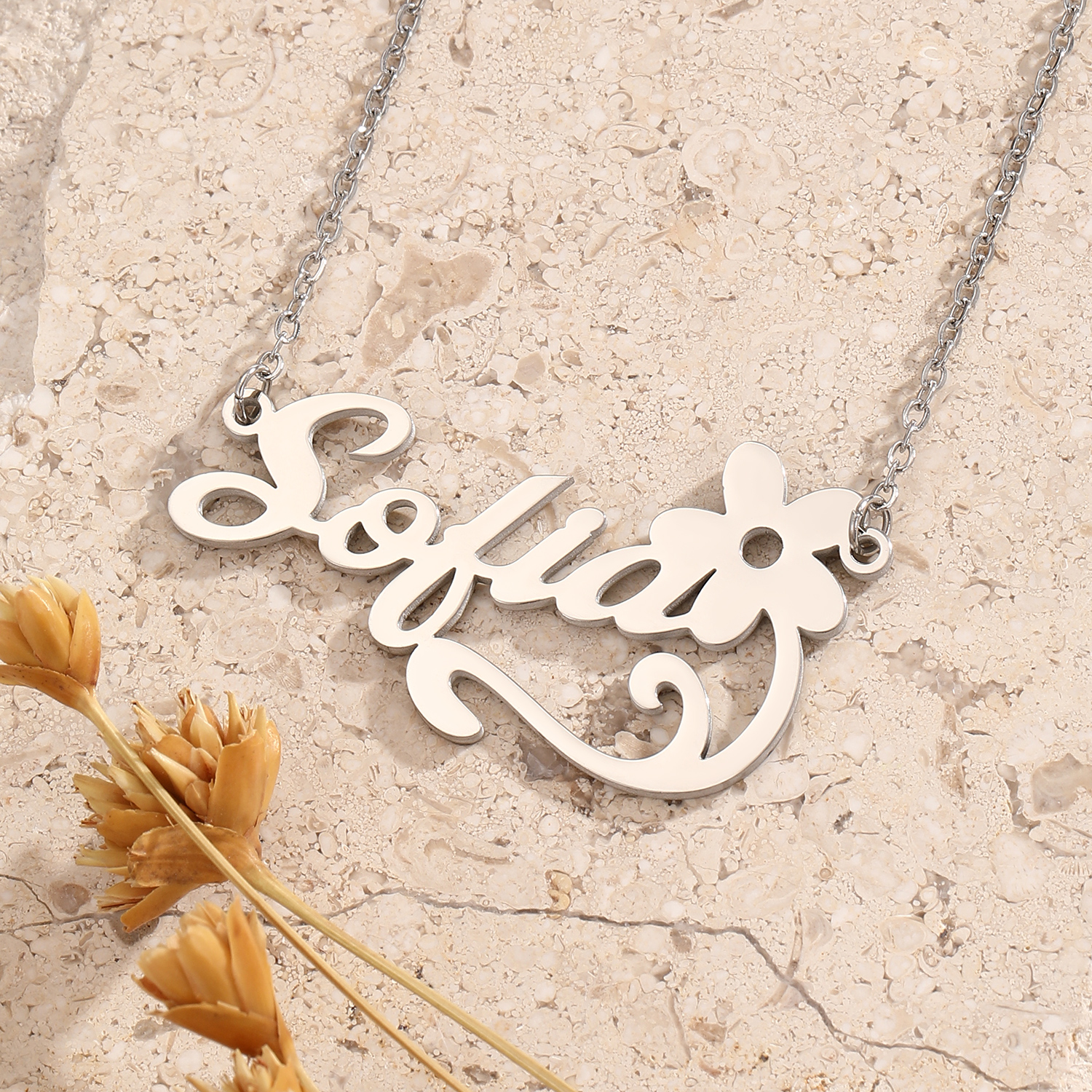 Kalung liontin huruf bunga Sta - Name Necklace Custom ulasan dan harga