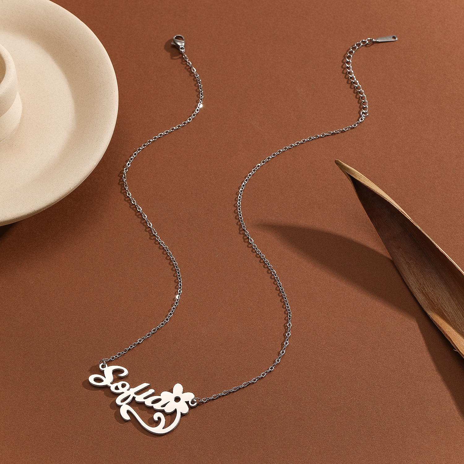 Kalung liontin huruf bunga Sta - Name Necklace Custom ulasan dan harga