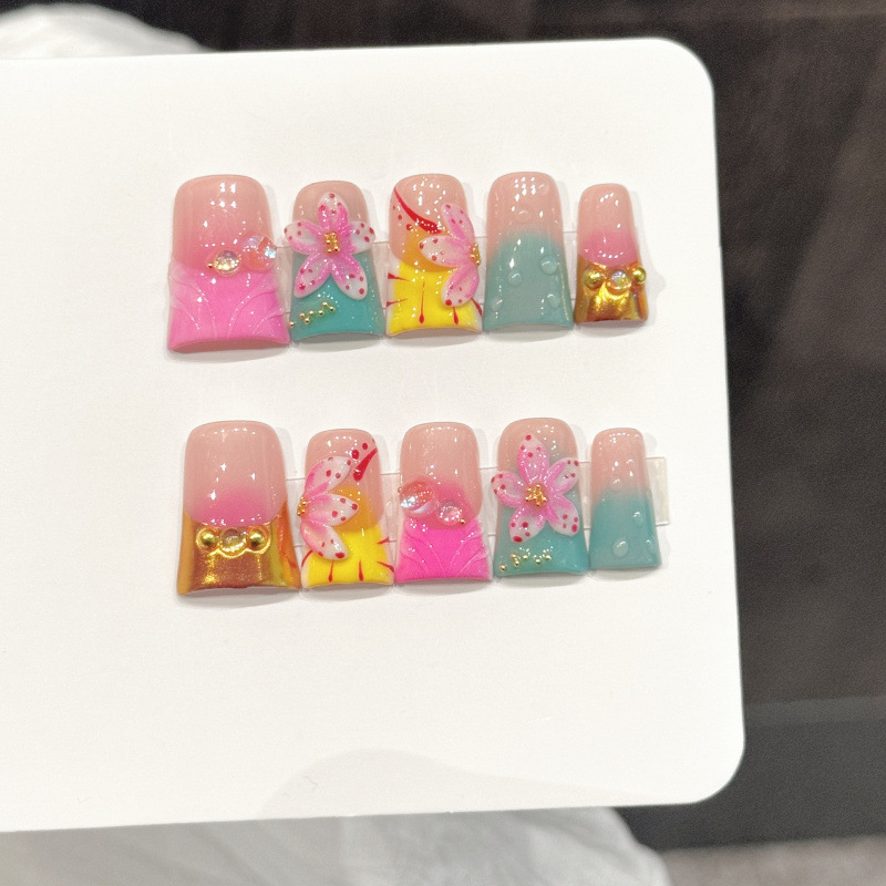 10pcs Kuku Palsu Gaya Laut Duc - Pressed Flower Art ulasan dan harga