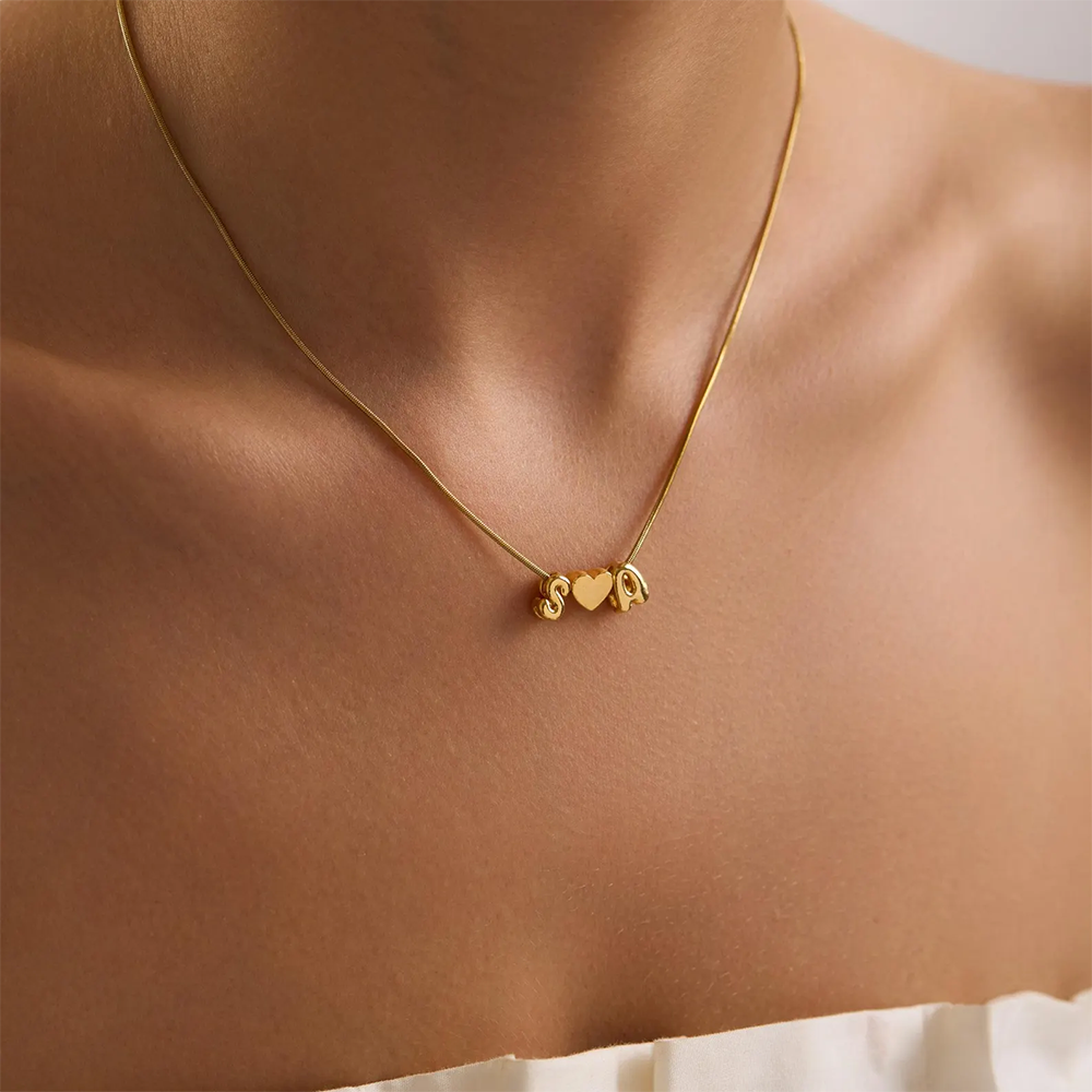 Kalung Hati Gelembung 3D denga - Name Necklace Custom ulasan dan harga