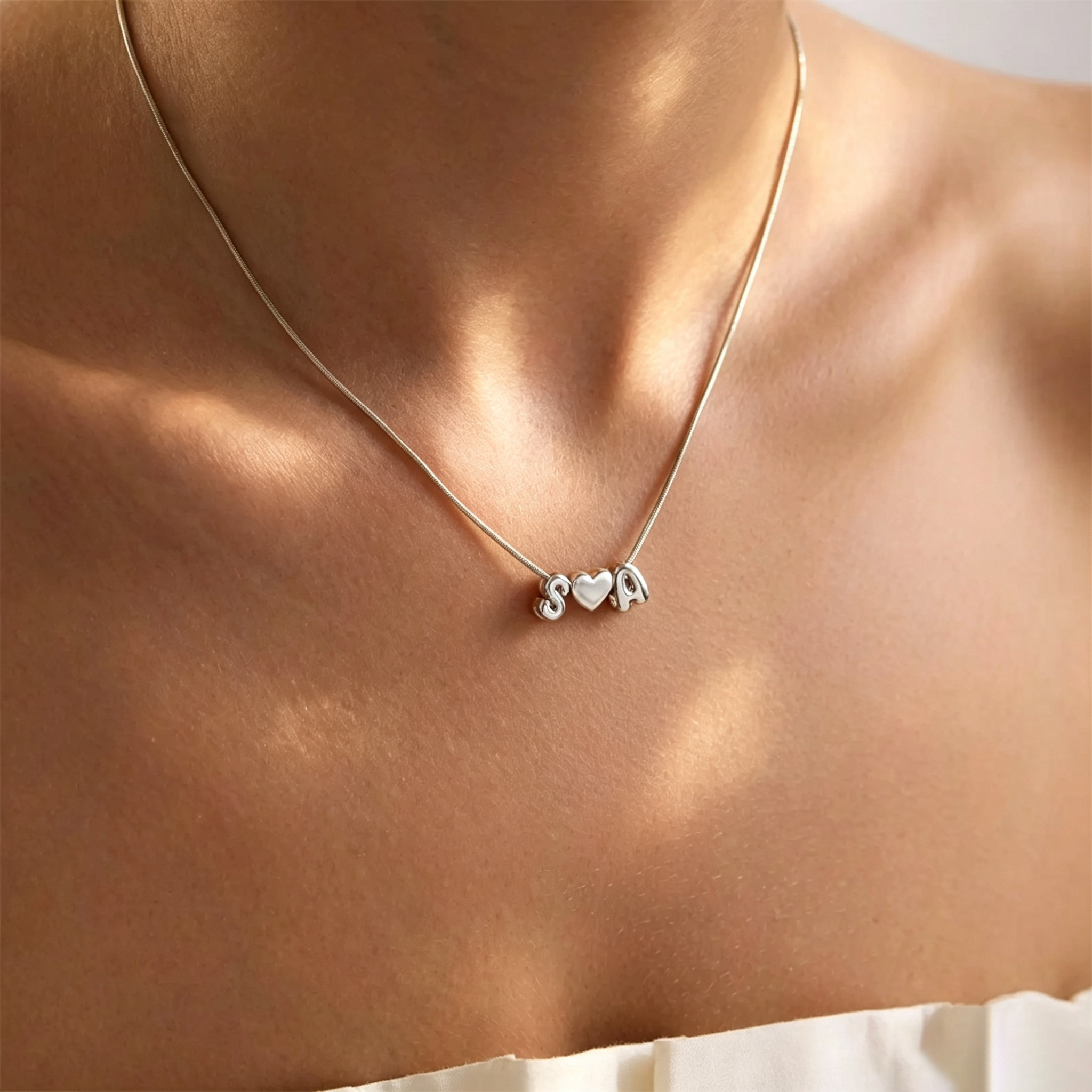 Kalung Hati Gelembung 3D denga - Name Necklace Custom ulasan dan harga