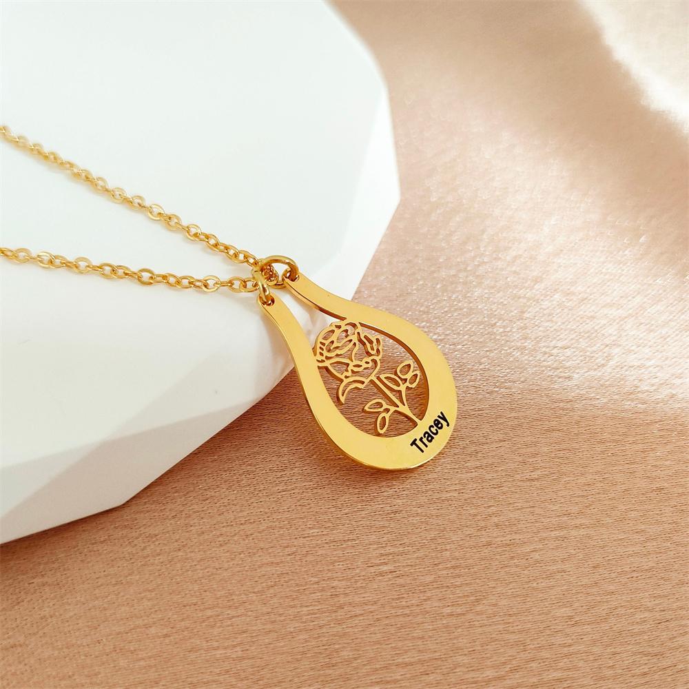 Kalung Bunga Kelahiran Nama Te - Birth Flower Necklace ulasan dan harga