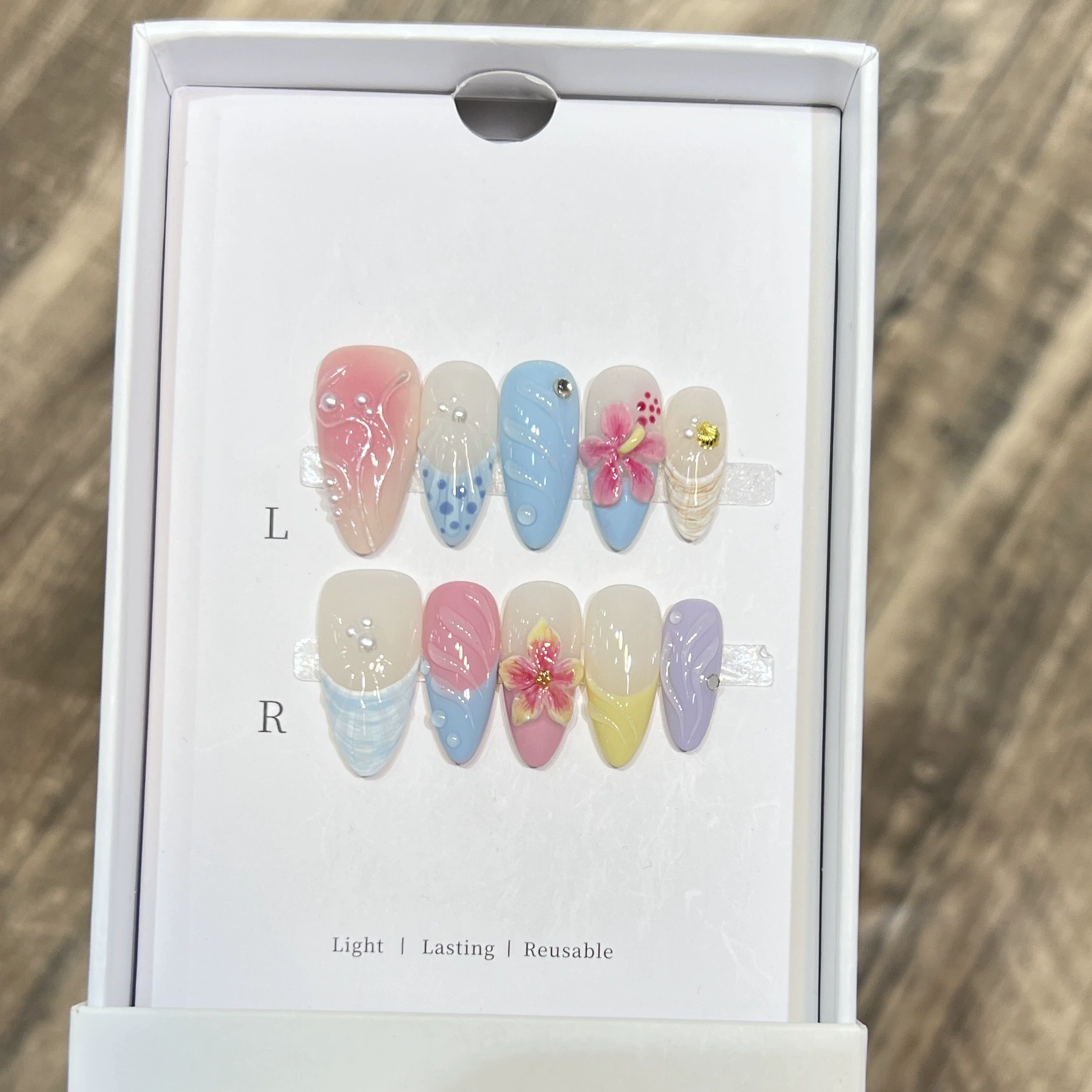 10Pcs Kuku Palsu Warna Nude Su - Pressed Flower Art ulasan dan harga