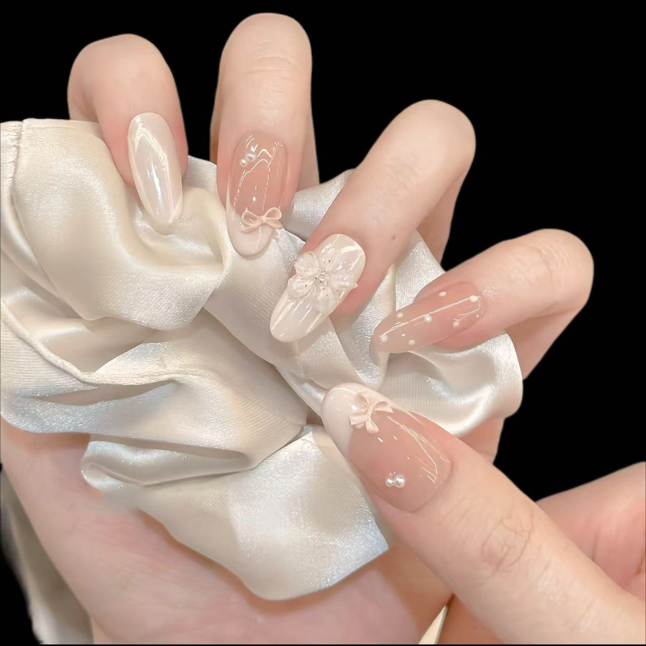 10Pcs Kuku Palsu Warna Nude Su - Pressed Flower Art ulasan dan harga