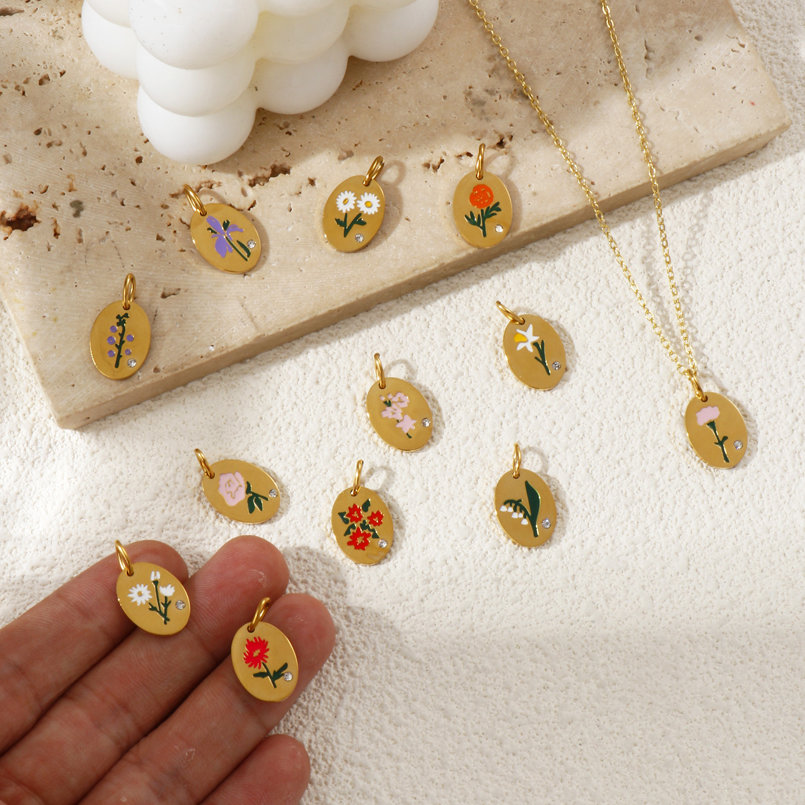 1 Buah Liontin Bunga Bulan Kel - Birth Flower Necklace ulasan dan harga