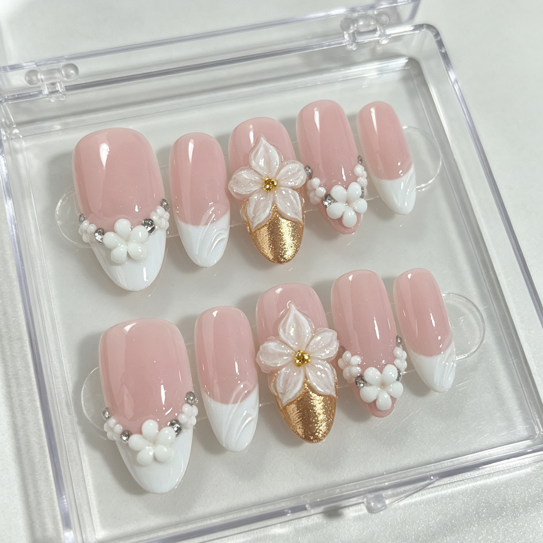 10 buah kuku berbentuk almond  - Pressed Flower Art ulasan dan harga