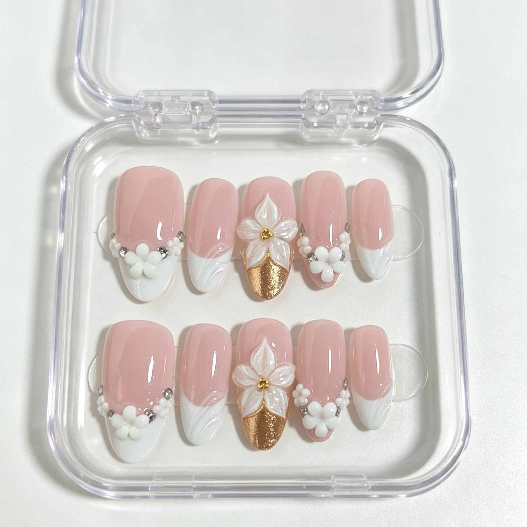 10 buah kuku berbentuk almond  - Pressed Flower Art ulasan dan harga
